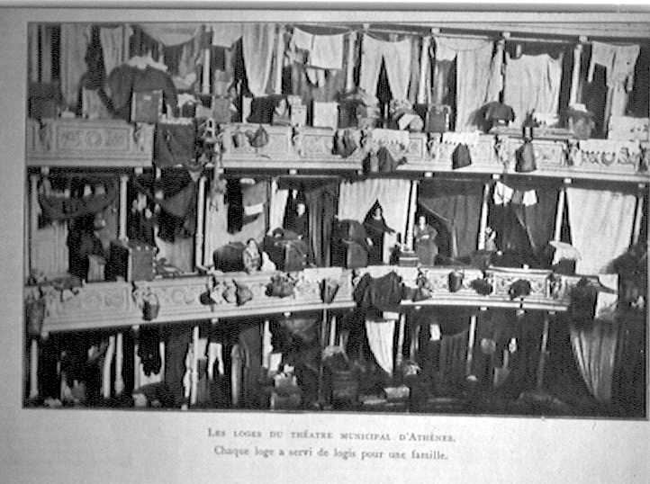 Refugees in the Municipal Theater of Athens