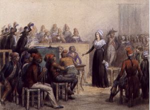 An idealized painting of the trial of Marie-Antoinette