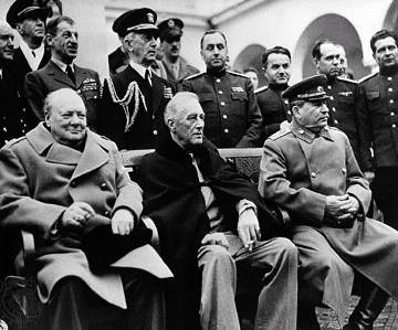 L-->R Churchill, Roosevelt, Stalin at Yalta